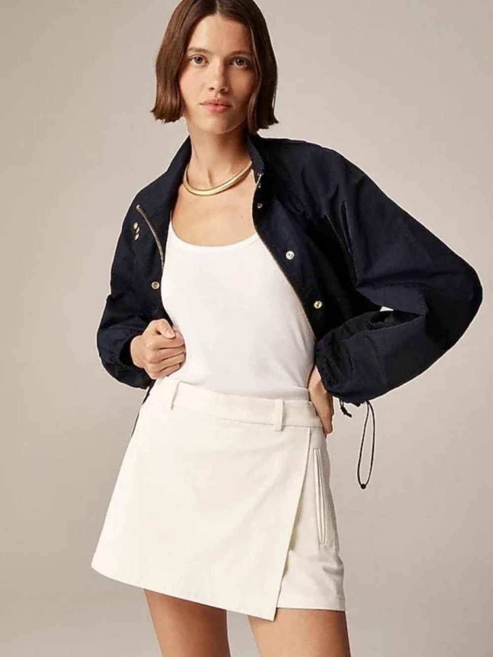 J.Crew Bi-Stretch Cotton Blend Mini Skort Cream Size 8